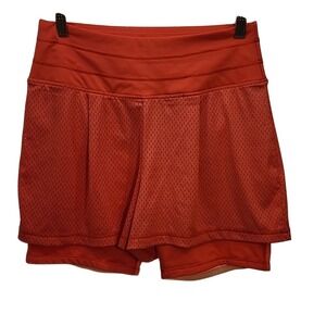 EUC Lucy Athletic Shorts Built In Liner Orange SMALL Mesh Skirt Style